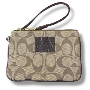Coach Brown Signature Wristlet With TATERSALL INSIDE